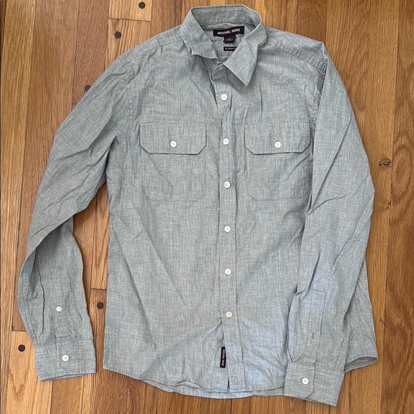 Michael Kors Tailored Fit Men's M Gray Button Down Shirt - Picture 1 of 5